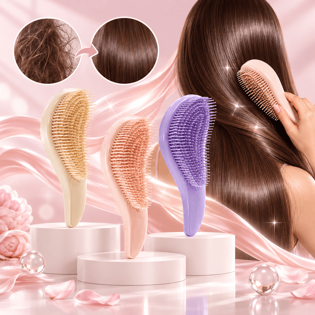 The EcoGlide brush resting in the palm of a hand